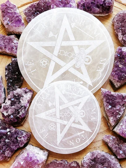 Placa de Selenita amb Tetragramató gravat (mida XL)