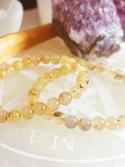 Pulsera de Cuarzo Citrino rutilado extra 6mm | Dinero y éxito