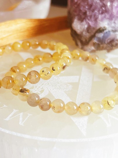 Pulsera de Cuarzo Citrino rutilado extra 6mm | Dinero y éxito